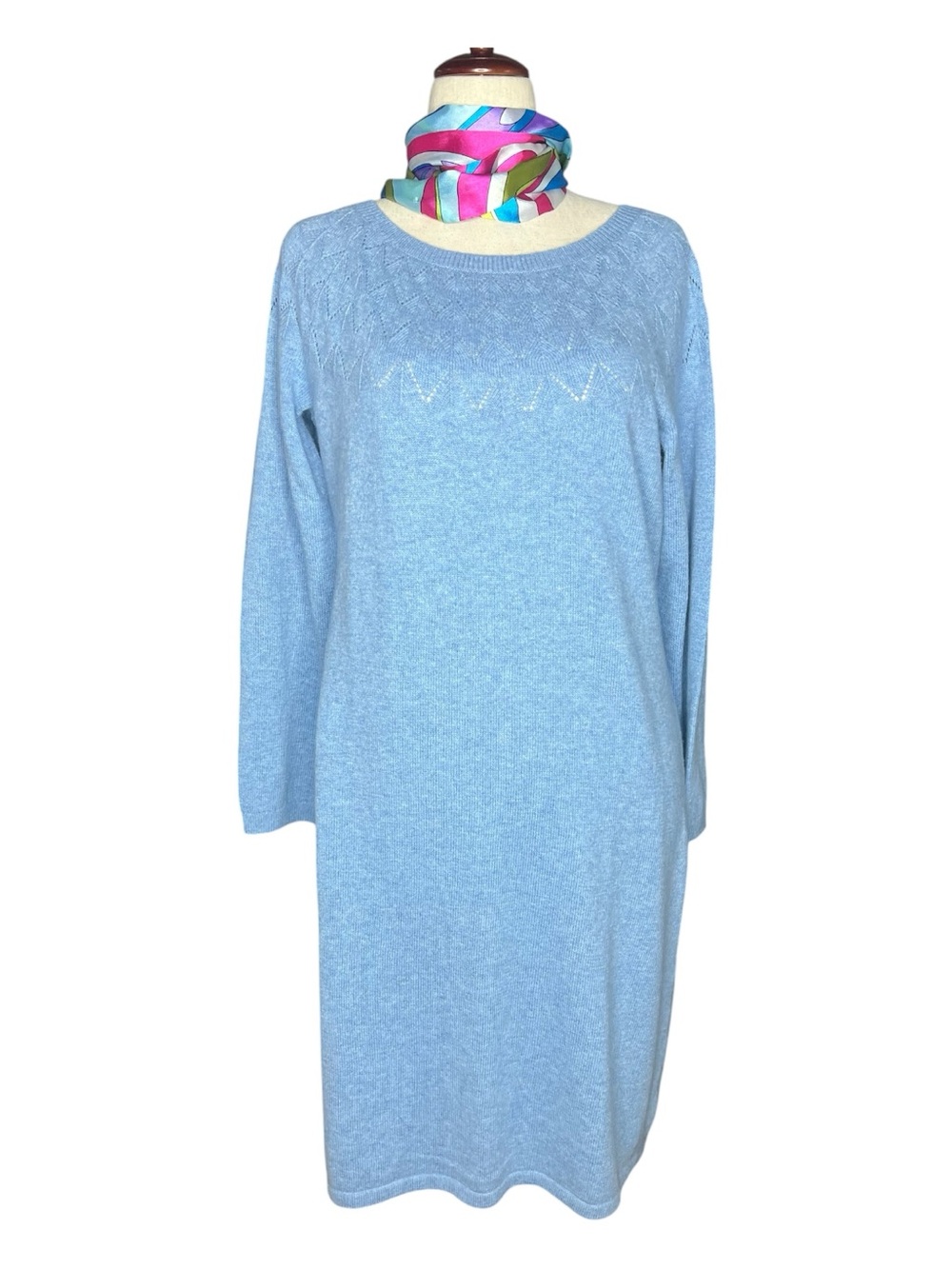 TALBOTS Pointelle Detail Sweater Dress Irish Blue Plus Size X